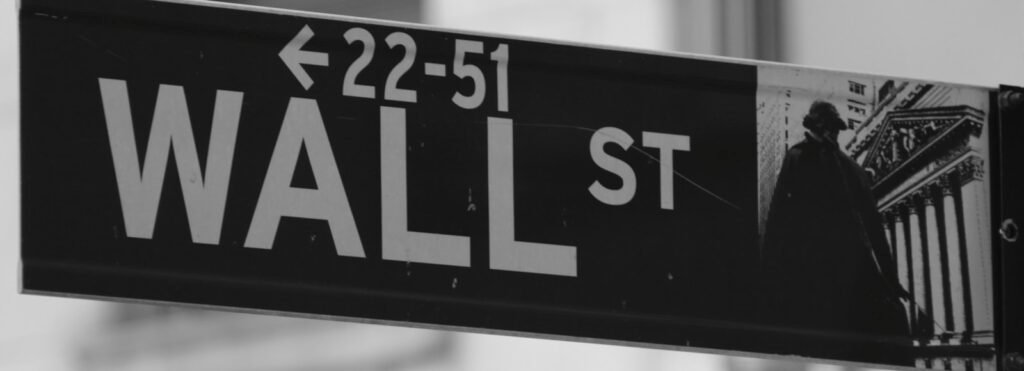 Wall Street sign in black and white