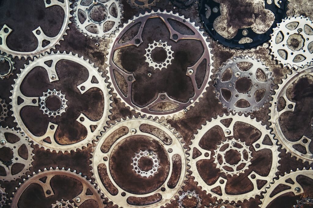 Interlocking cogs and gears representing workflow automation
