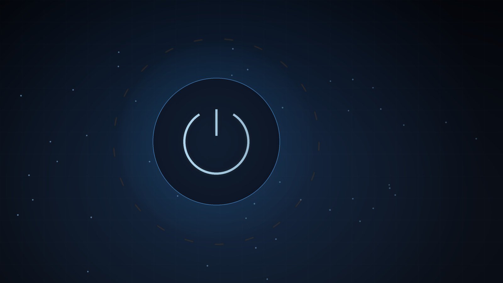 Conceptual illustration of a powerful AI shown as a dimming power-button core inside a security seal, representing a government national-security shutdown order