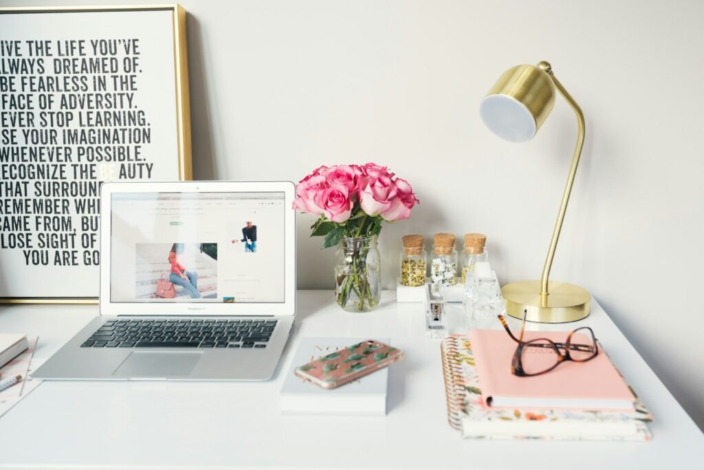 Laptop on a desk during a focused working session