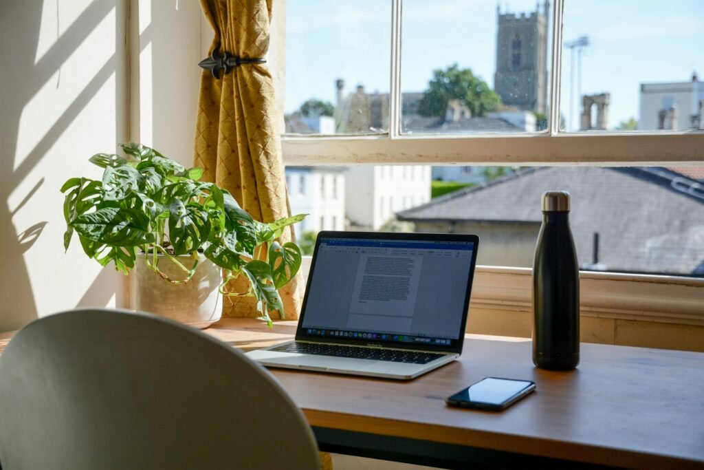 Laptop on a desk representing self-taught learning