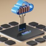 Three-dimensional render of a cloud computing concept